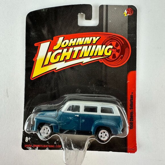 Johnny Lightning 1950 Chevy Suburban Diecast Model Blue & White 1:64 Scale - Picture 1 of 4